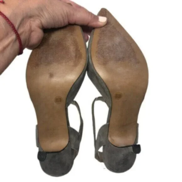 Sole Society | Women's Sandal Taupe Suede Heels Size 8 - Picture 10 of 13